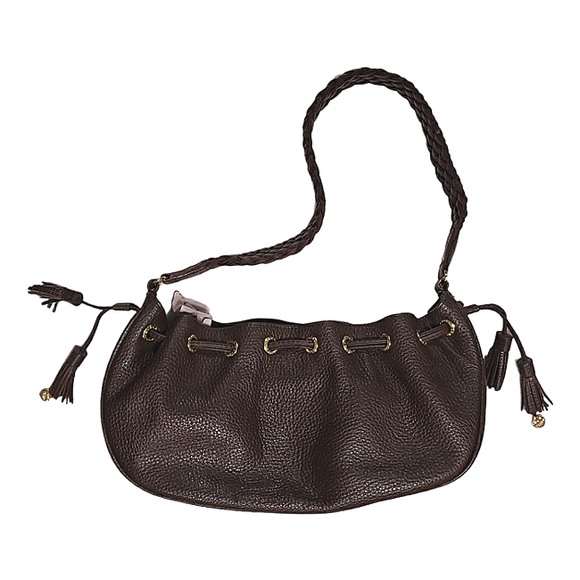 Lovcat Paris Brown Leather shoulder bag with tassels and gold charms - Picture 3 of 10
